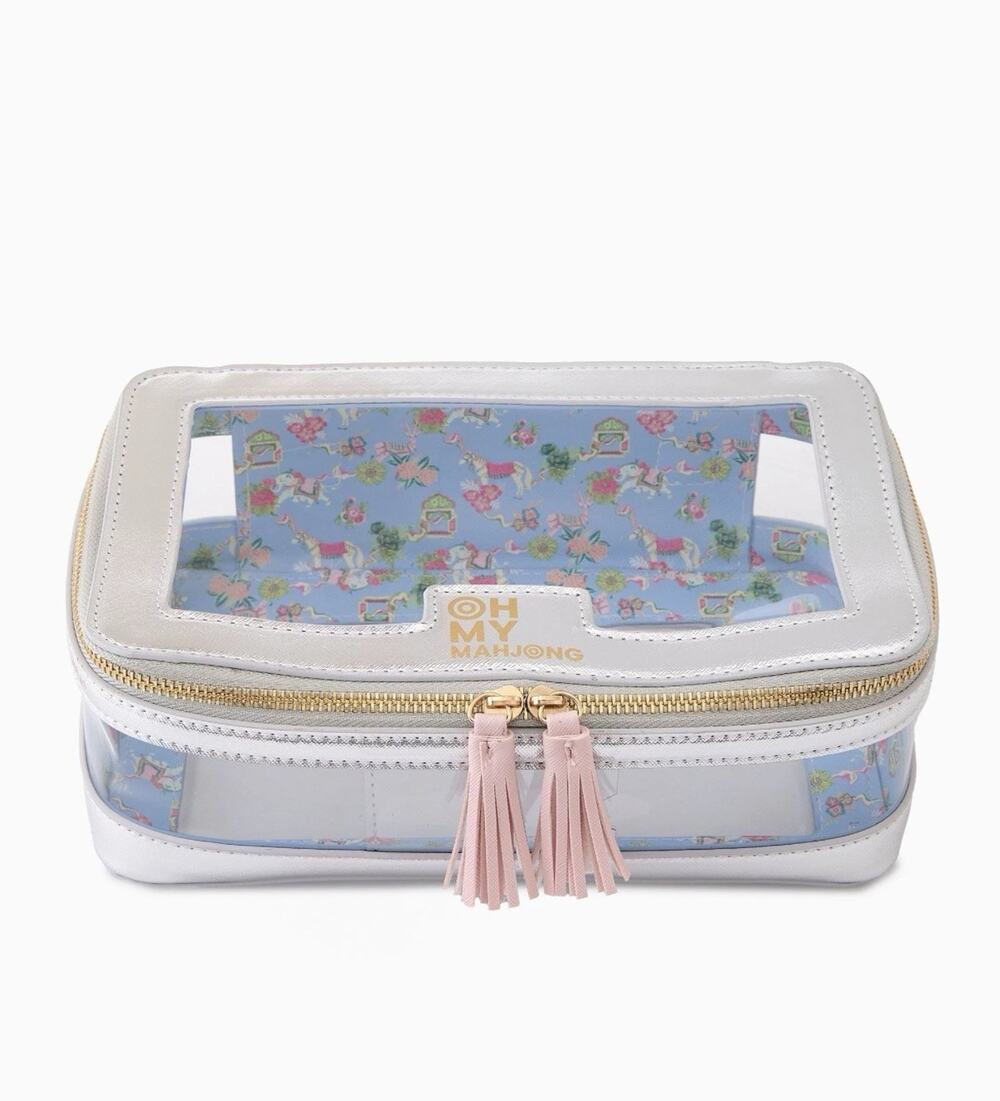 Oh My Mahjong Silver Mahjong Tile Storage Bag Zip Case Organizer NEW